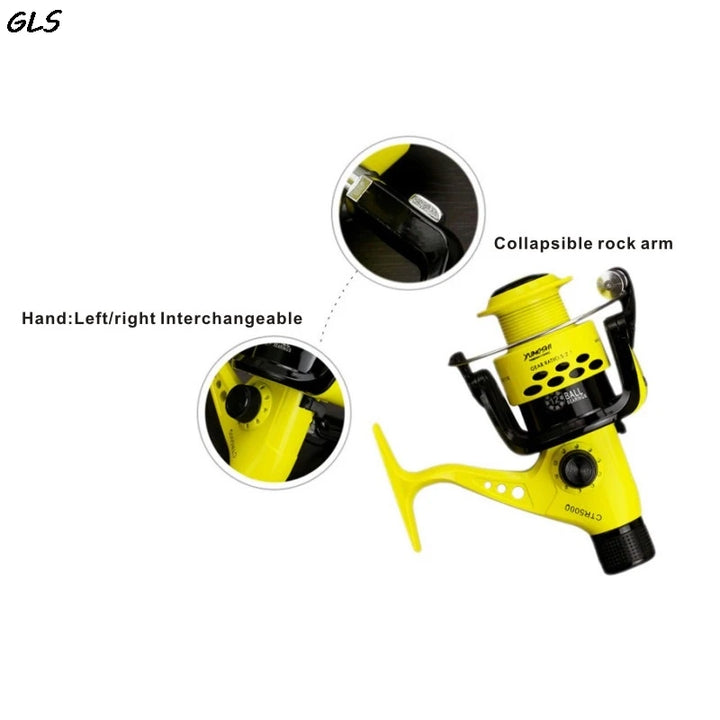 FISHING REEL WITH FOLDING ARM